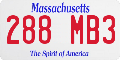 MA license plate 288MB3