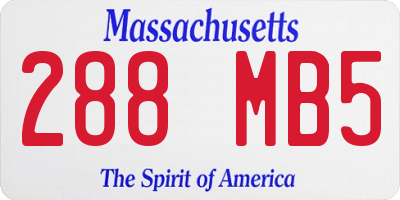 MA license plate 288MB5