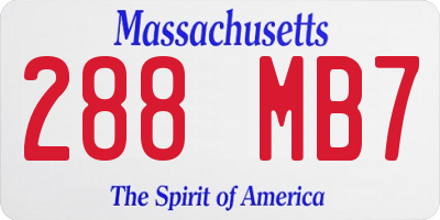 MA license plate 288MB7