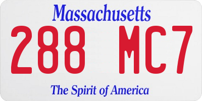 MA license plate 288MC7