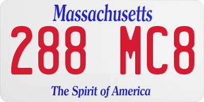 MA license plate 288MC8
