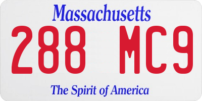 MA license plate 288MC9