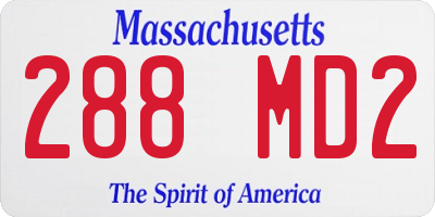 MA license plate 288MD2