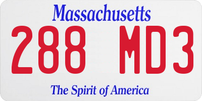 MA license plate 288MD3