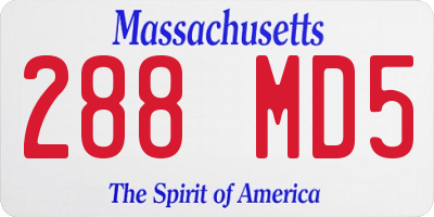 MA license plate 288MD5