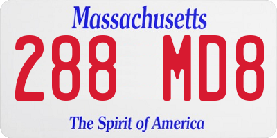 MA license plate 288MD8