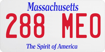 MA license plate 288ME0