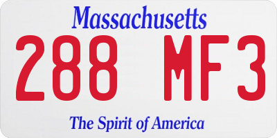 MA license plate 288MF3