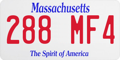 MA license plate 288MF4