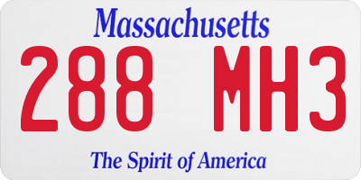 MA license plate 288MH3