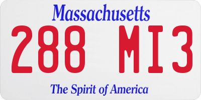 MA license plate 288MI3