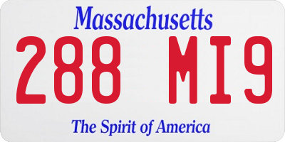 MA license plate 288MI9