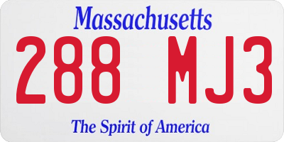 MA license plate 288MJ3