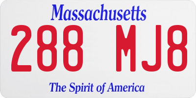 MA license plate 288MJ8