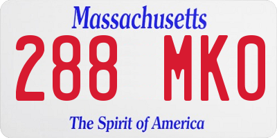 MA license plate 288MK0