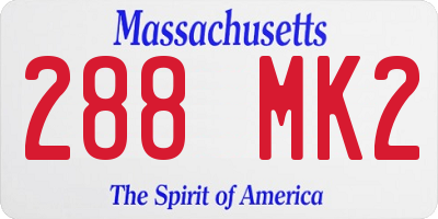 MA license plate 288MK2