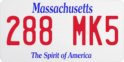 MA license plate 288MK5
