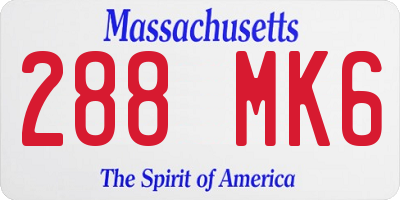 MA license plate 288MK6