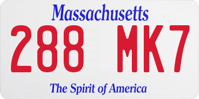 MA license plate 288MK7