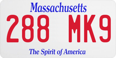 MA license plate 288MK9