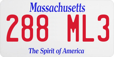MA license plate 288ML3