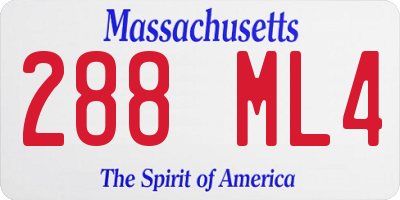 MA license plate 288ML4