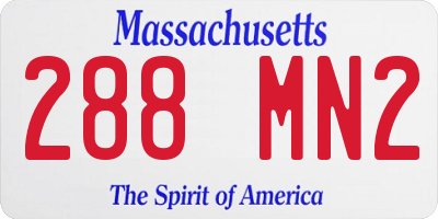 MA license plate 288MN2