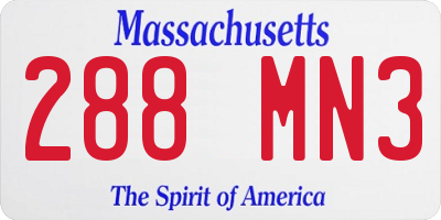 MA license plate 288MN3