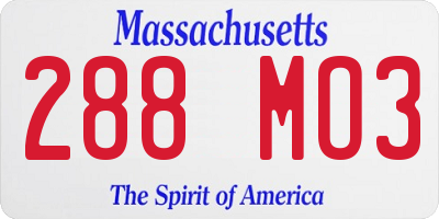 MA license plate 288MO3