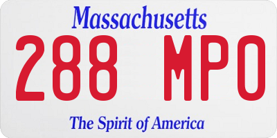 MA license plate 288MP0