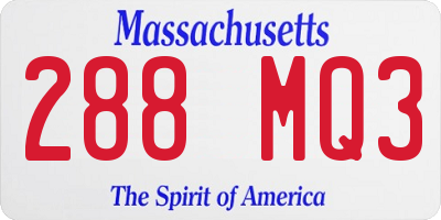 MA license plate 288MQ3