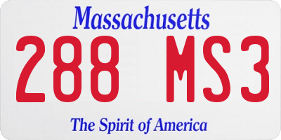 MA license plate 288MS3