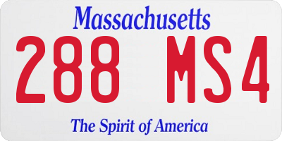 MA license plate 288MS4
