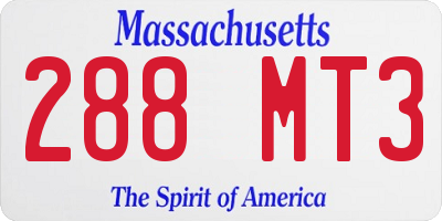 MA license plate 288MT3