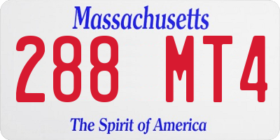 MA license plate 288MT4