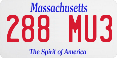 MA license plate 288MU3