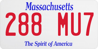 MA license plate 288MU7