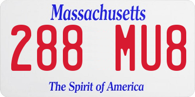 MA license plate 288MU8
