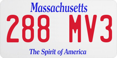 MA license plate 288MV3