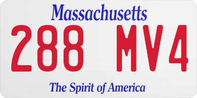MA license plate 288MV4