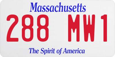 MA license plate 288MW1