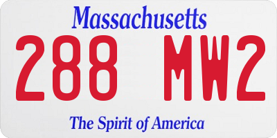 MA license plate 288MW2