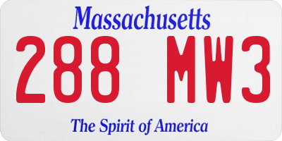MA license plate 288MW3