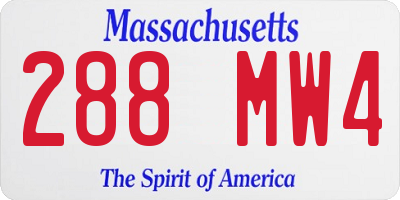 MA license plate 288MW4