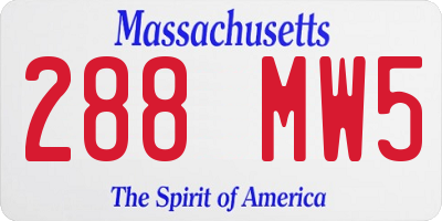 MA license plate 288MW5