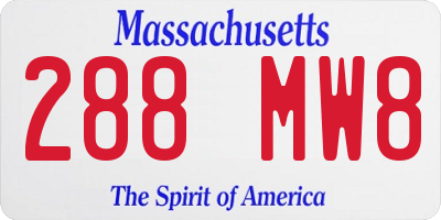 MA license plate 288MW8