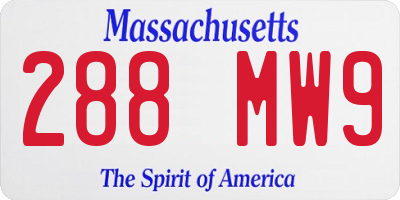 MA license plate 288MW9