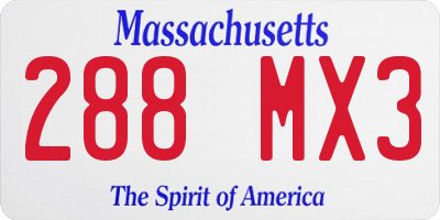 MA license plate 288MX3
