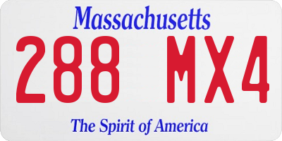 MA license plate 288MX4