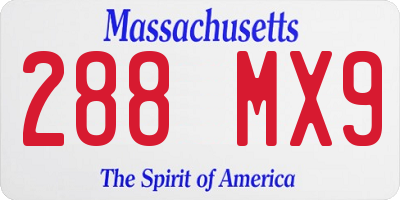 MA license plate 288MX9